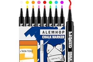 ALEMHOP Chalk Markers for Blackboard - Easter Basket Stuffers for Teens Gift for Kids - Liquid Chlak Pens for Chalk board, First Day of School Signs, Window, Glass, Fine Tip, Multicolor, 8 Pack