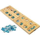 Wooden Mancala Board Game Set - Portable and Educational Two-Player Strategy Game for Family Fun and Relaxation