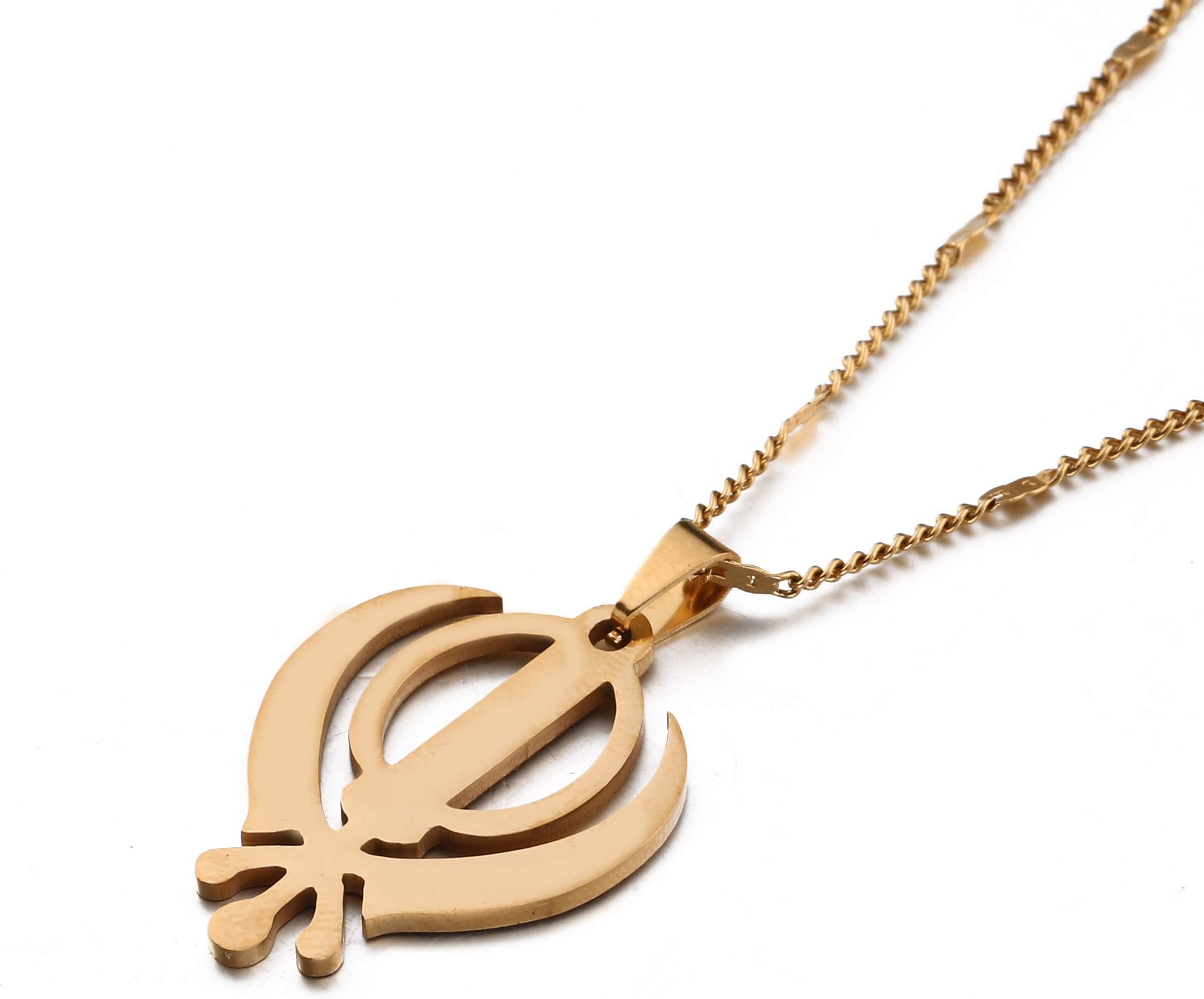 Sikhism Necklace Pendant Sikh Khanda Jewelry Gold Color Sikhs Necklaces Religious
