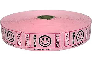 Indiana Ticket CO. 2,000 Pink Smile Single Roll Tickets, Premium Quality Tickets, Tickets for Events, Carnivals, Door Prizes, Drinks and More(2,000, Pink)