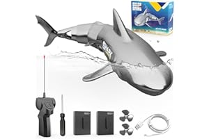 Wesfuner Remote Control Diving Shark Toy, 2024 New Mini High Simulation RC Shark Toys for Swimming Pool Fishbowl, RC Boat Toys Birthday Gifts for 6+ Year Old Kids Boys(Grey)