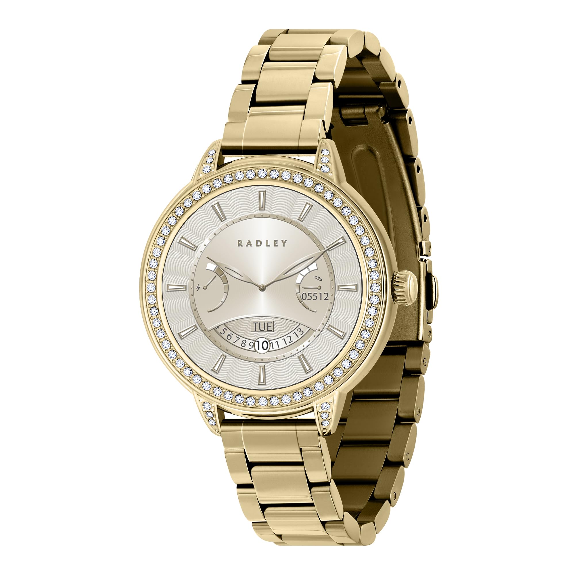 RADLEY Smart Series 33 Amoled HD Smart Watch for Women with 100+ Sports Modes, Heart Rate, Step Counter, IP68, Fitness Tracker, Sleep Monitor and Stainless Steel Gold Plated Strap for IOS Android