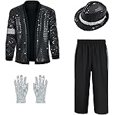 NEKIFUI Boys 70s jacket Disco Outfits Pop King costume for kids Dance Star Set