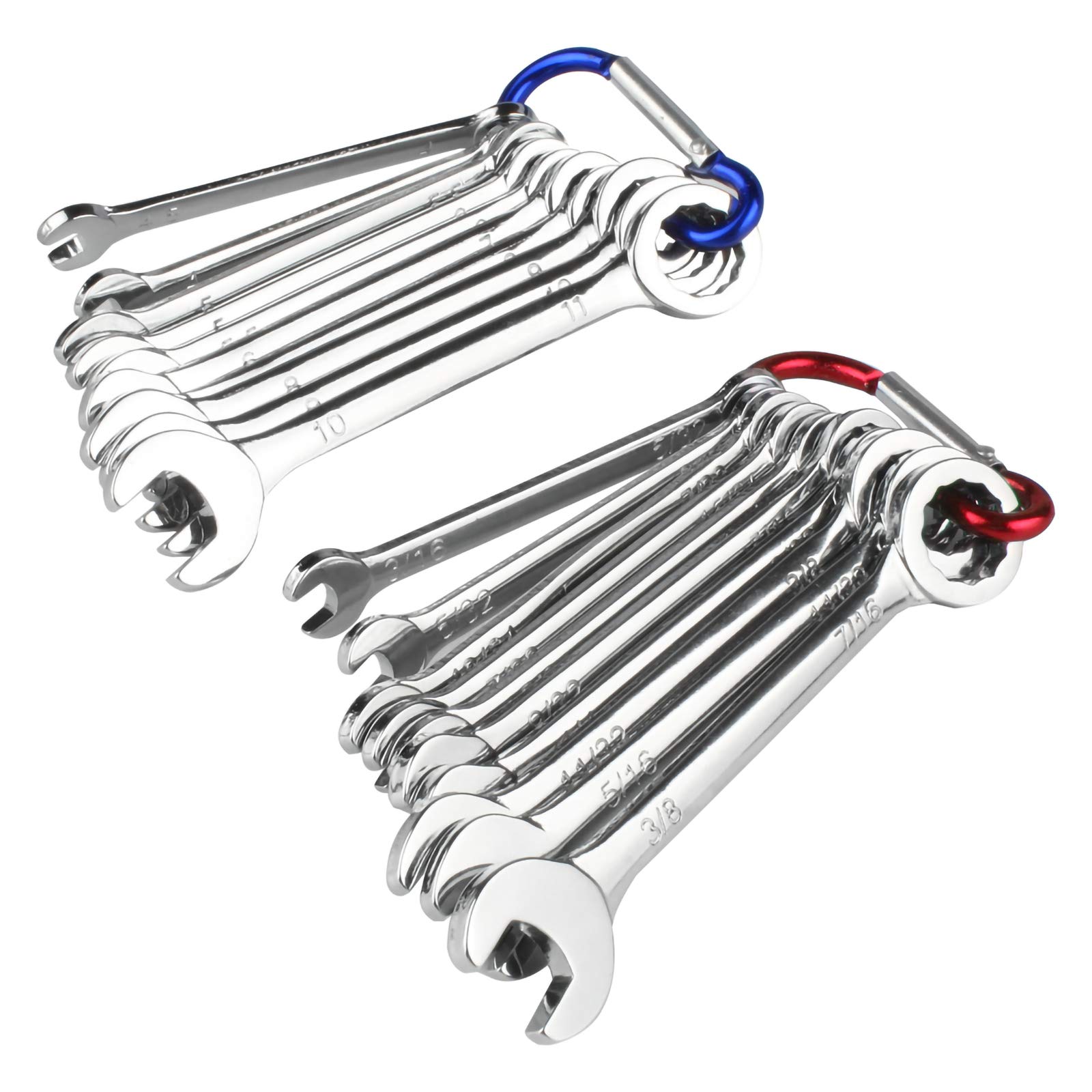 Andux Zone 10pcs Mini Combination Wrench Set Open End and Box End MET & SAE