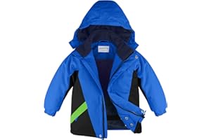 YINGJIELIDE Boy's Waterproof Ski Jacket,Kids Outdoor Snowboarding windproof Jacket,Fleece Lined Hooded,Warm Winter Snow Coat
