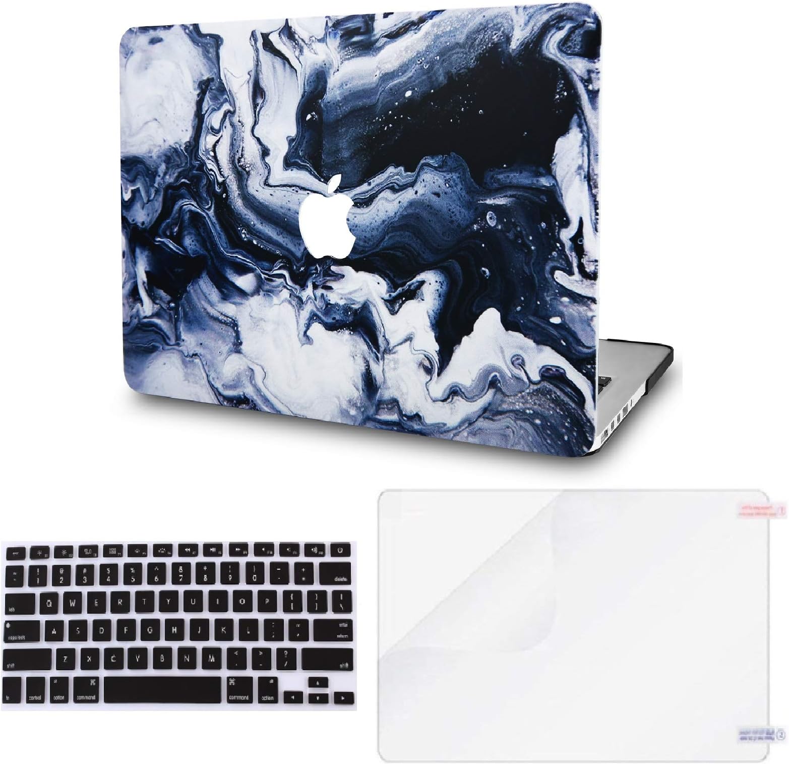KECC MacBook Pro Retina 13" Case (2015) w/UK Keyboard Cover + Screen Protector A1502 / A1425 (BG Marble)