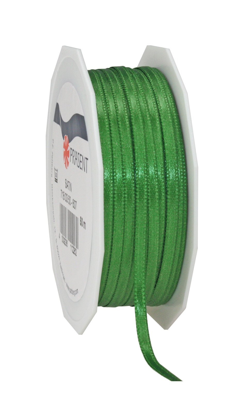 C.E. Pattberg SATIN green gift ribbon, 55 yards for Wrapping Gifts, 0.12 inches width, Ribbon for Decorating & Crafting, Decorative Ribbon for Gifts, for every occasion