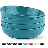 KooK Pasta Bowl, Salad Bowls, Soup, Serving Bowls, Ceramic, Large Capacity, Microwave & Dishwasher Safe, Set of 4, 40 Oz,(Ocean Blue)
