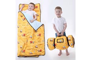 BORPRES Nap Mat with Pillow Blanket Set: Sleeping Mats for Toddler Kids - Thick Large Roll up Slumber Bag for Daycare Preschool Kindergarten Boys Girls