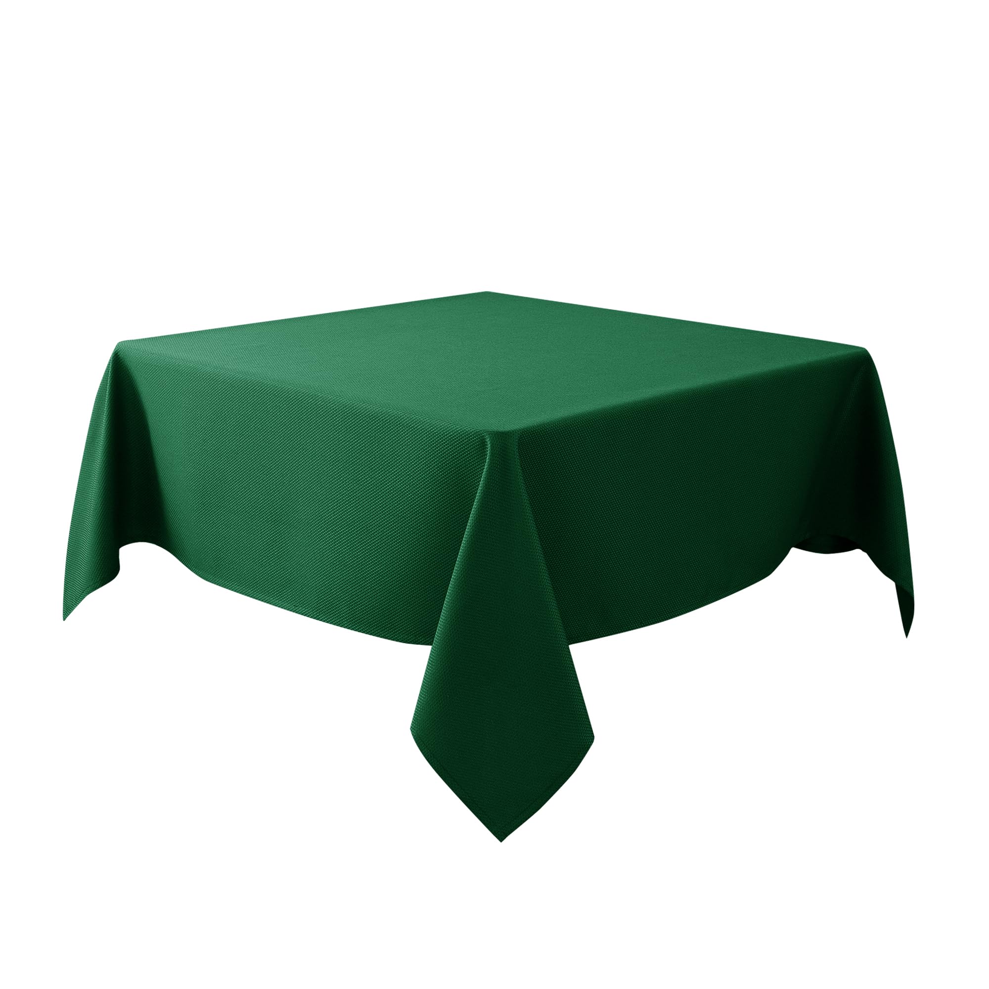 Biscaynebay Textured Fabric Christmas Square Table Cloth 60x60 Inch, Hunter Green Water Resistant Spill Proof Tablecloths for Dining, Kitchen, Wedding and Parties etc. Machine Washable
