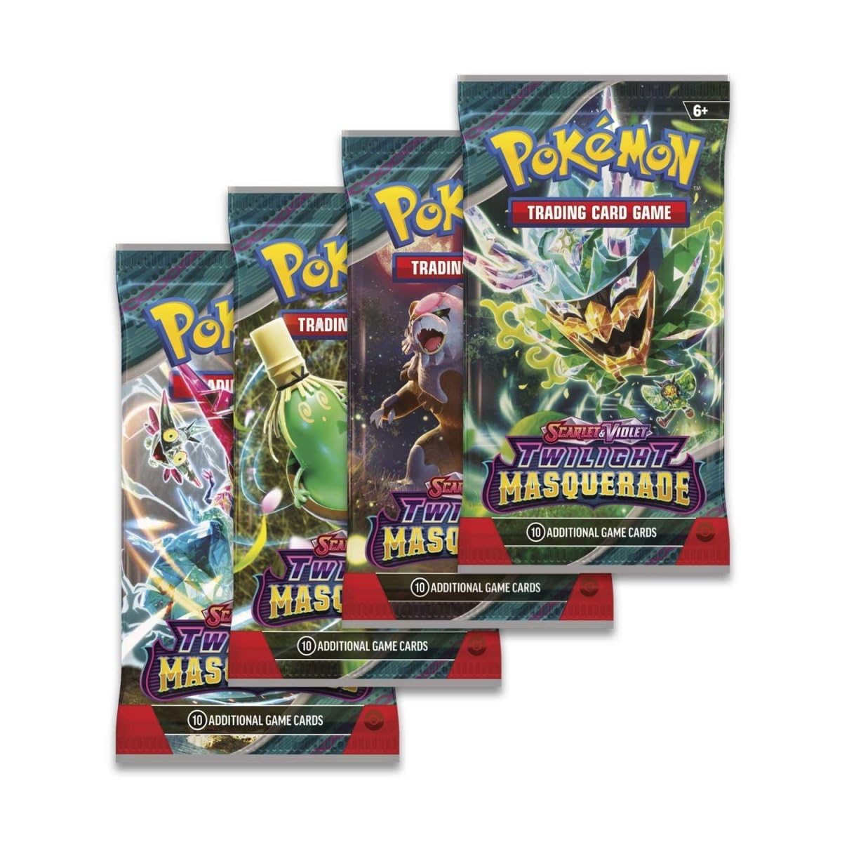 Pokémon TCG Twilight Masquerade Booster Packs x4 – Official Scarlet & Violet Series | 10 Cards per Pack | Gift for Kids, Collectors & Pokémon Fans | Chance for Ultra Rare & Gold Cards
