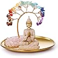 INNOLITES 7 Chakra Crystal Tree and Buddha Statue Set, Yoga Meditation Decor, Money Tree and Buda Statue for Home Living Room Office Shelf Decor Wealth and Luck