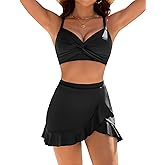 Blooming Jelly Womens High Waisted Bikini Sets Twist Swim Skirt Two Piece Swimsuit Crisscross Back Bathing Suit 2026