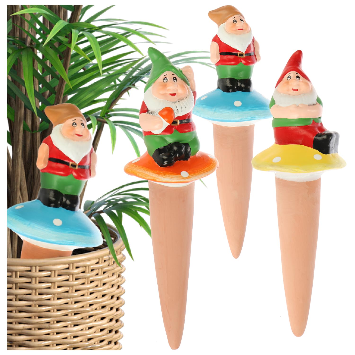 COM-FOUR® 3x automatic watering for indoor plants - water dispenser for plants - clay cones for watering flowers - hydrospikes (03 pieces - dwarfs)