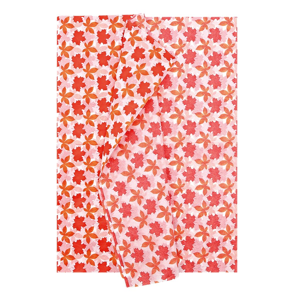 Photo 1 of 30 Sheets Autumn Maple Leaf Tissue Paper,19.7 x 27.6 Inches Fall Gift Wrapping Paper Thanksgiving Orange Maple Leaves Tissue Paper for Gift Bags DIY Crafts Holiday Gift Decoration