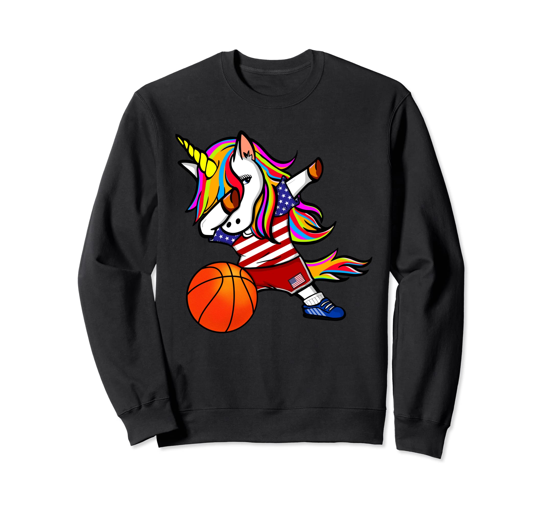 Funny Dabbing Unicorn United States Basketball American Flag Sweatshirt