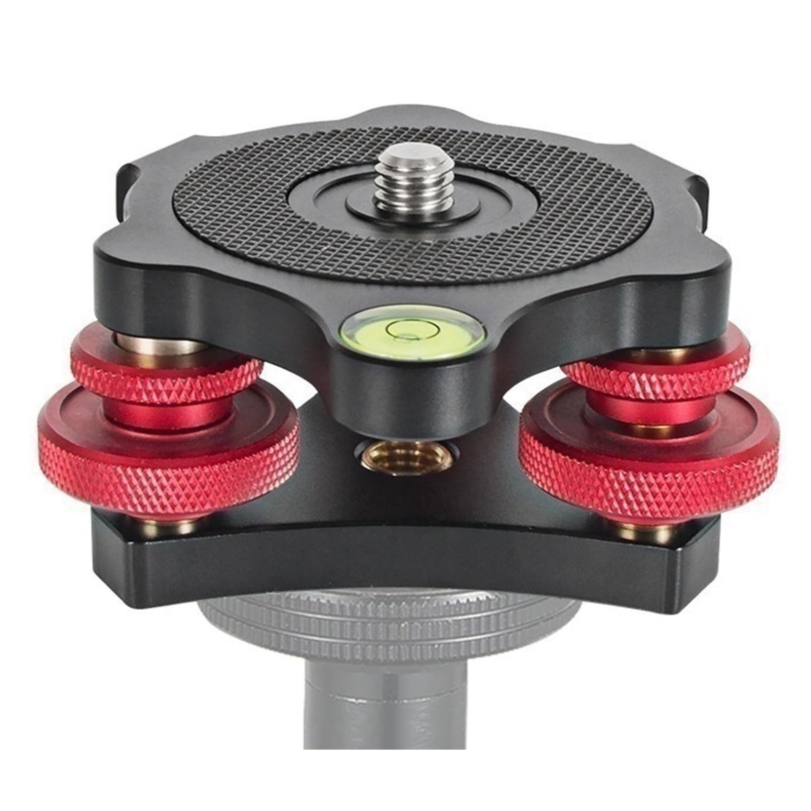 Tripod Head Leveling Base Camera Leveler with 3/8” Thread, Aluminum Alloy 3 Bubble Level Tri Wheel Head, /+5° Precise Angle Adjustment for Macro Panoramic Photography