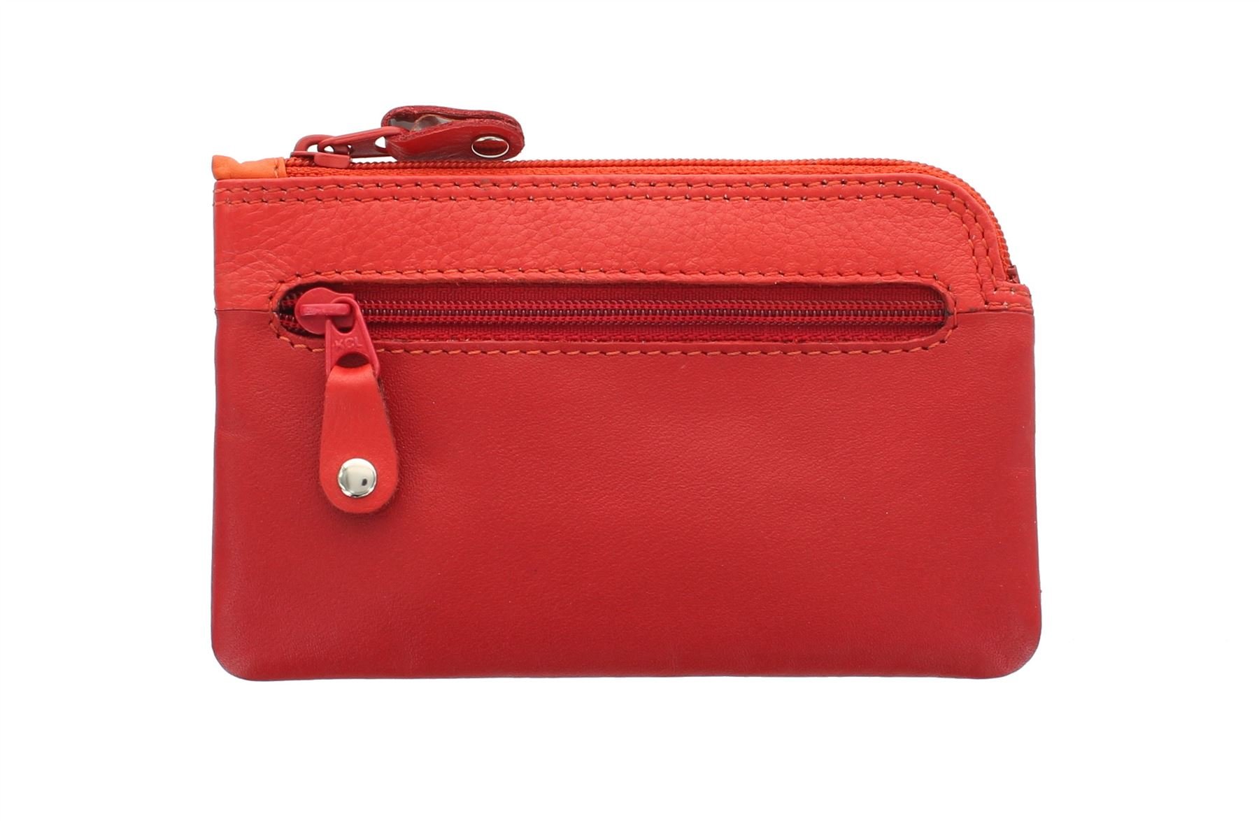 Visconti Rainbow Collection Geno Leather Coin Purse with Keyring RB69 Red Multi