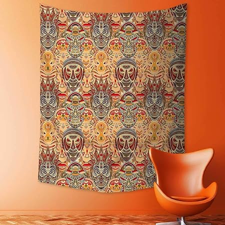 Analisahome Decor Tapestry Wall Hanging By Mask Motif With Ethnic