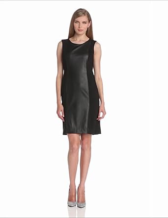 Leather panel sheath dress for women consultant open