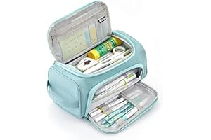 HVOMO Big Capacity Pencil Case High Large Storage Pouch Marker Pen Case Travel Simple Stationery Bag School College Office Organizer for Teens Girls Adults Student（Green）