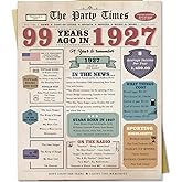 Zyulin 99th Birthday Card for Men Women, Retro Birthday Gifts for 99 Year Old Man Woman, 99th Bday Decorations for Grandpa Grandma