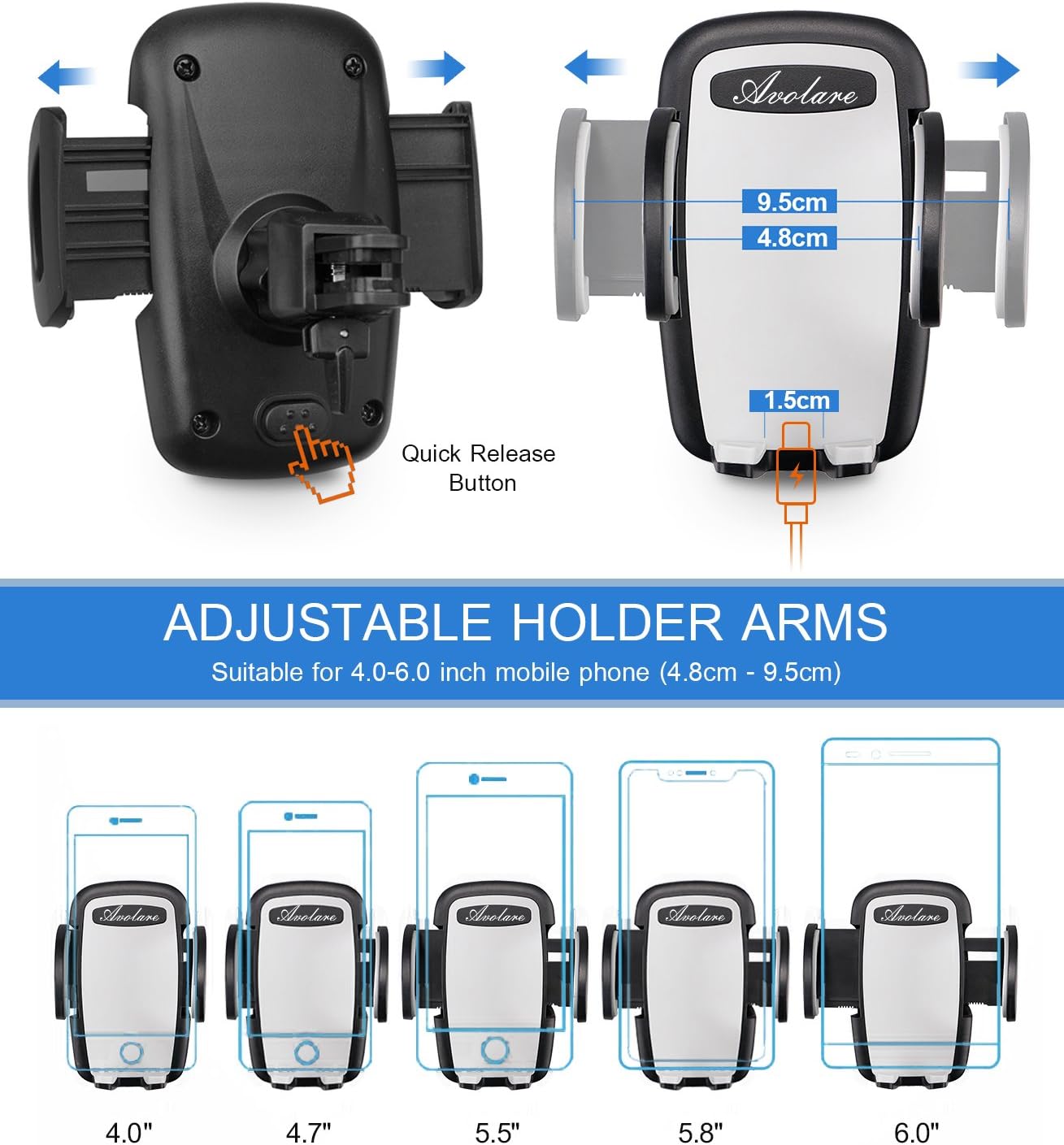Avolare® Car Air Vent Holder Phone Cradle Adjustable Car Cradle Compatible with iPhone 7 7 Plus SE 6s 6 Plus 5s 5 4s 4 - Image 5