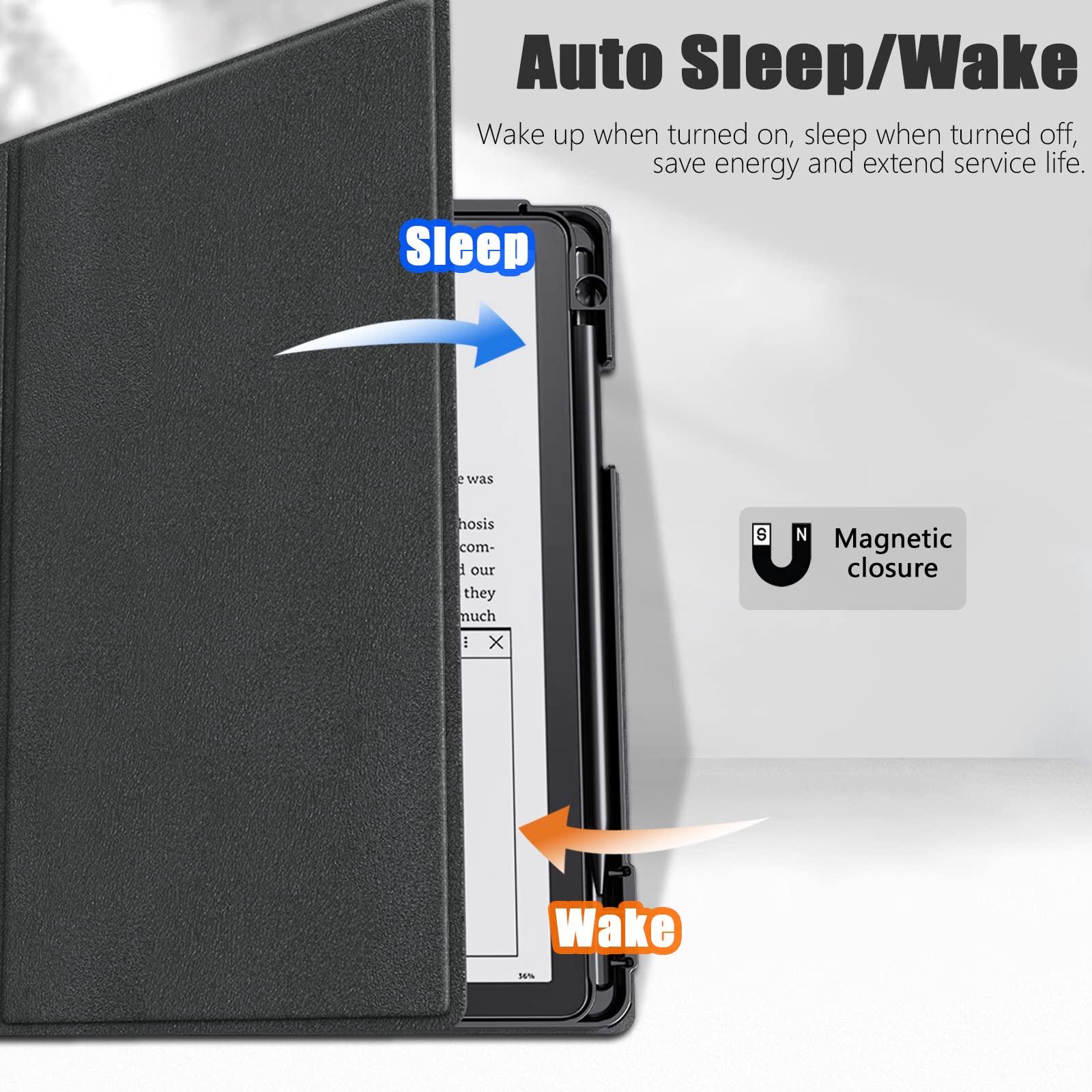 E NET-CASE Case for Kindle Scribe 10.2 inch 2024 & 2022 Released, Multi-Viewing Adjustable 360 Degree Rotating Stand Cover for Kindle Scribe 10.2”, Auto Sleep/Wake with Pen Holder, (Black)