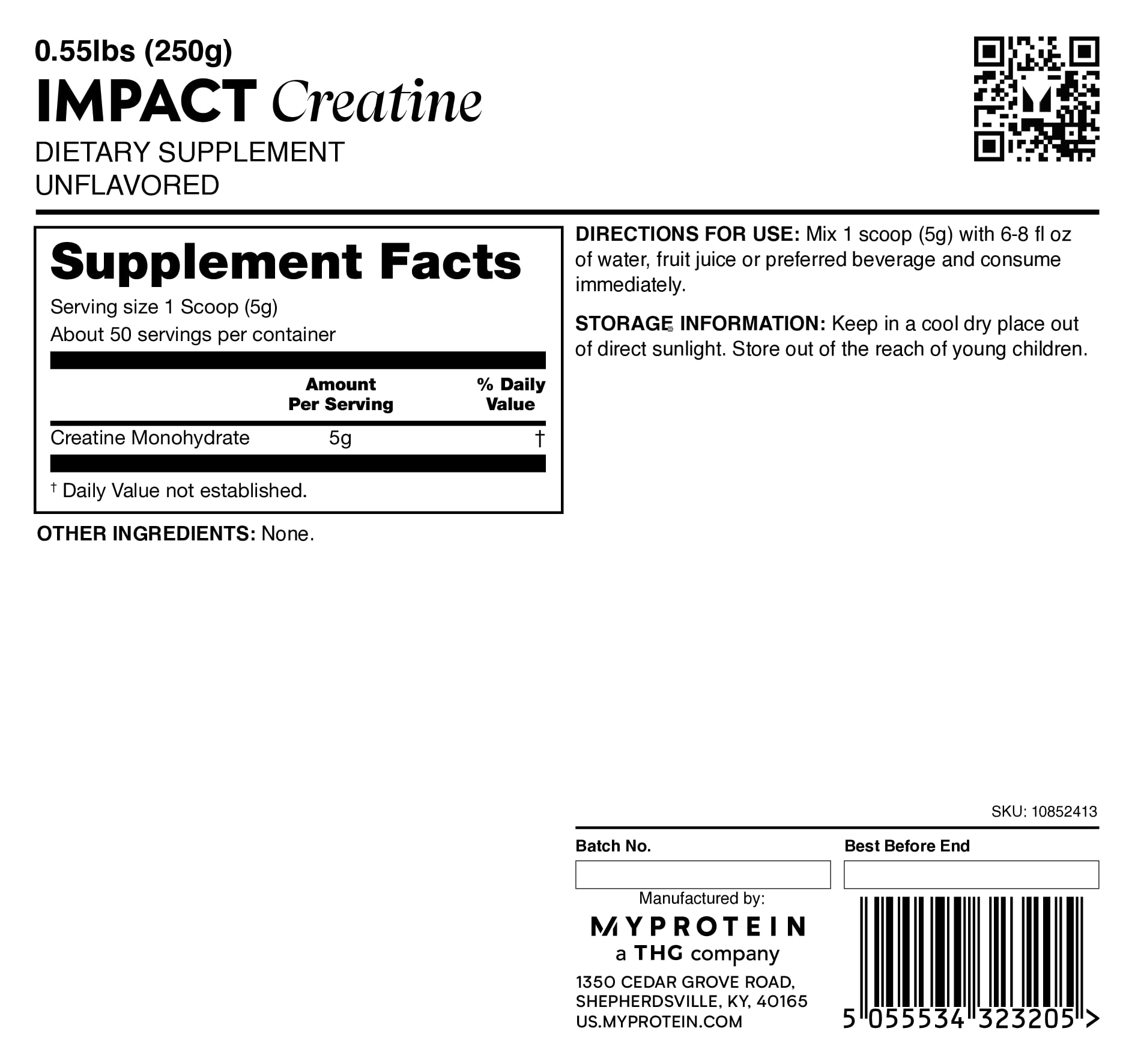 Myprotein Impact Creatine Monohydrate Pulver 250 g | Mikronisiertes Kreatin Monohydrat für Muskelaufbau, Kraft & Fitness | 3 g Creatin pro Portion | Geschmacksneutral & leicht mischbar 8