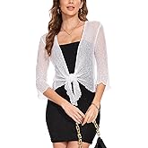 MISS MOLY Women Sheer Shrug Cardigan, Bolero Shrug Sweaters for Dresses, Tie Front Lightweight Crop Knit, Short Cover Up Tops