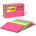 Post-it Notes, 3 in x 5 in, 5 Pads, America #1 Favorite Sticky Notes, Cape Town Collection, Bright Colors (Magenta, Pink, Blue, Green), Clean Removal, Recyclable (655-5PK)