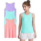 Auranso Girls Athletic Tank Tops 3 Pack UPF 50+ Racerback Sleeveless Quick Dry Sports Dance Workout Tops