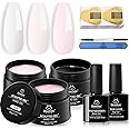 Beetles Builder Gel for Nails-10 in 1 30g *3 Colors Builder Gel Nail Kit Nail Extension Clear Nude Pink Hard Gel Sculpted Gel with Base Top Coat Nail Forms Nail Pen Nail Art Manicurist Gift for Women