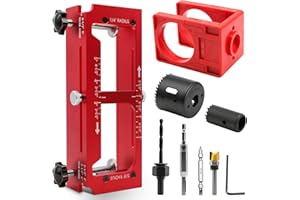 VORHIXA Door Hinge Jig and Door Lock Installation Kit, Aluminum Alloy Router Template for Hinge Mortising from 2.5" to 5" and Types of Square, 1/4", 5/8" Radius, Door Hole Drilling Kit for Knob and Deadbolt