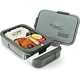Hot Bento Plus: Electric, Self Heating, Rechargeable Lunch Box-10 Minute Heating and Removable Battery. Child Safe, Scientific Portion Control, School, Construction, Office, Recreation, Travel (Slate)