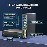 NICGIGA 6 Port 2.5G Unmanaged Switch 4x2.5G 2x10G SFP+ Metal Desktop view 2