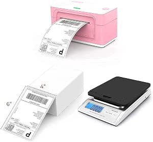 Amazon.com: MUNBYN Impresora de etiquetas rosadas con escala de envío, 500  etiquetas térmicas : Productos de Oficina