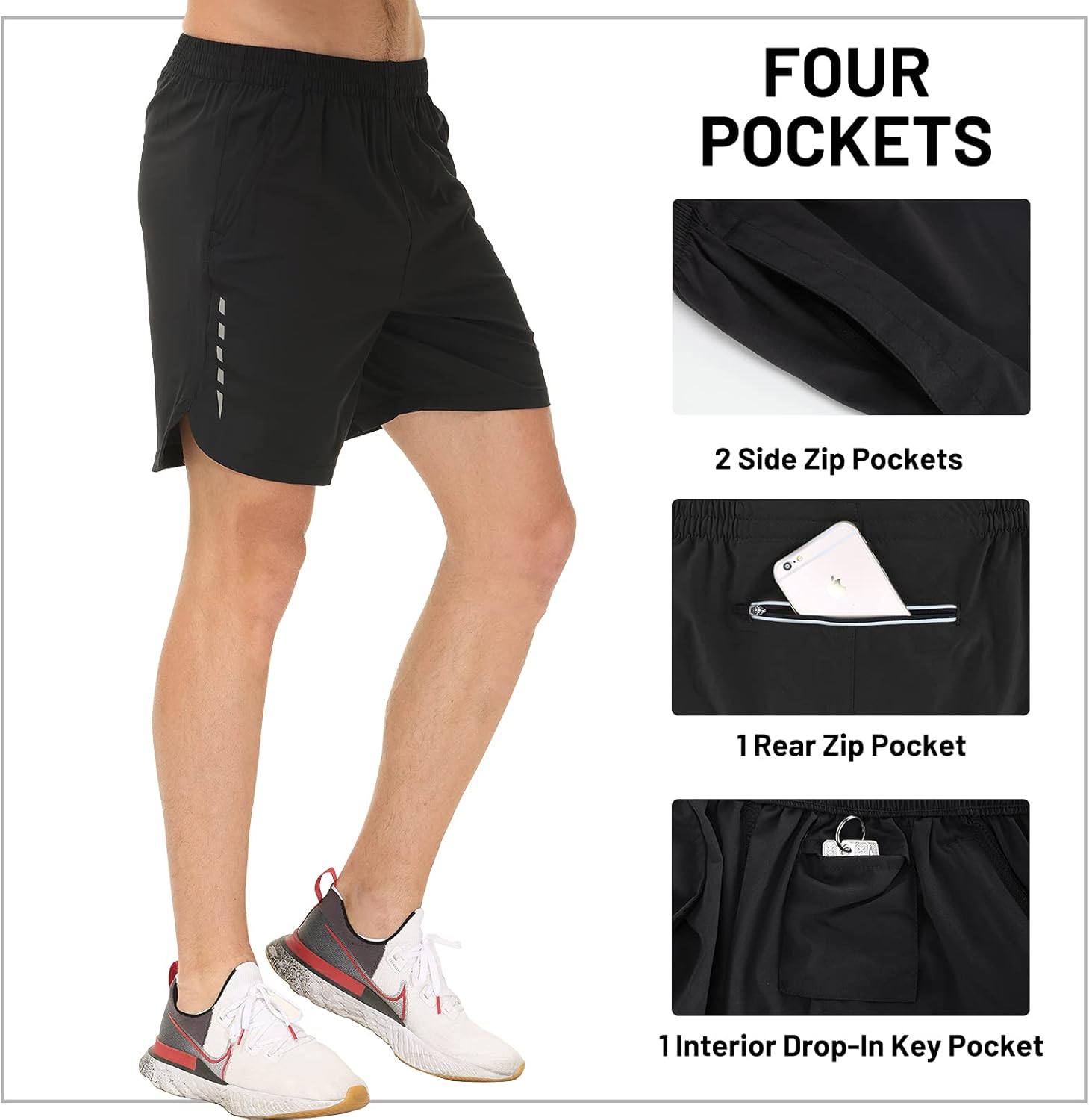 MIER Men's Quick Dry Workout Running Shorts Active Shorts with 4 Pockets, No Liner, Lightweight and Water Resistant, 7 Inches : Clothing