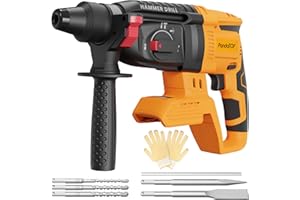 PANDATOP SDS Plus Cordless Rotary Hammer Drill for Dewalt 20v Max Battery, Hammer Drill 20v Brushless for Concrete/Masonry/Wood/Metal, Rotomartillo, 4 Functions, 5 Drills with Gloves (Battery Not Included)
