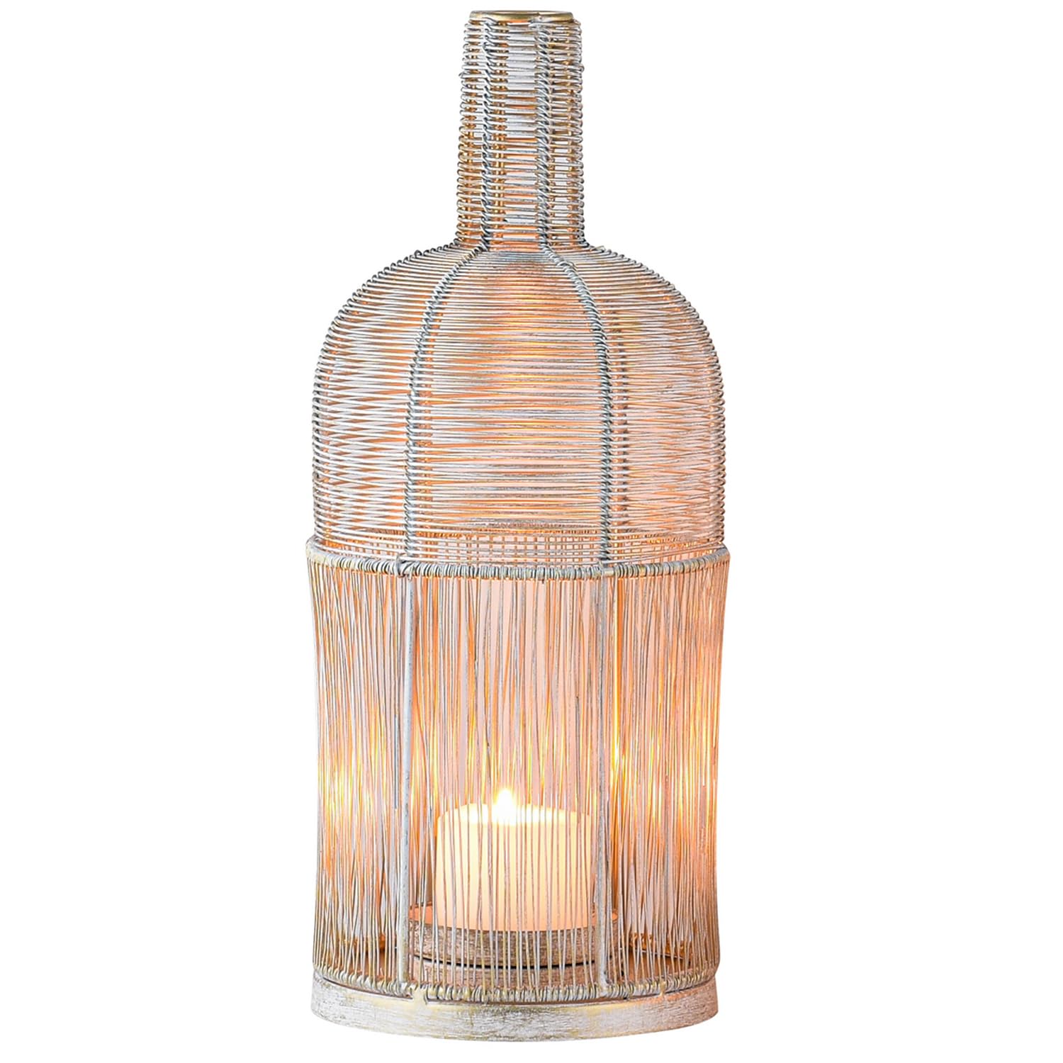 Marrakech Boho Decorative Lantern 32 cm Metal in White Tea Light Holder as Table Decoration Living Room Decoration Candle Holder Lantern Preston as Balcony Patio & Garden Aesthetic Garden Decoration