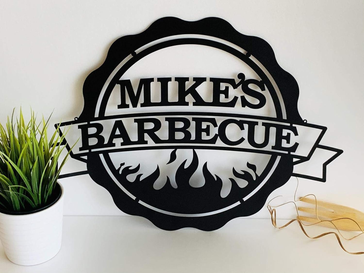 Personalized BBQ Grill Name Sign Dad’s BBQ Custom Metal Sign Home