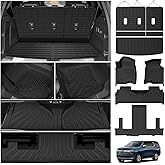 Powerty Floor Mats for 2021-2025 2026 Chevrolet Chevy Tahoe/GMC Yukon 7 Passenger Car Mats, All Weather TPE Custom Cargo Liner Seat Back Covers Protectors Full Set Car Accessories (Not for Yukon XL)