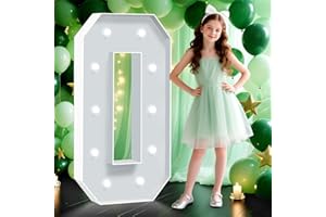 HITINO Marquee Numbers 0, 4FT White Light Up Numbers, Large Mosaic Number Sign for 30th 40th 50th 60th 70th Birthday Party Backdrop Balloon Decor, Anniversary Party Decorations