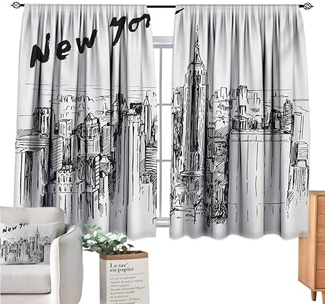 Amazon ニューヨーク カーテン ベッドルー 自由の女神 フラッグ シルエット デモクラシーイラスト ブルー レッド ホワイト ウォールカーテン W55 X L39 ラグ カーテン ファブリック オンライン通販