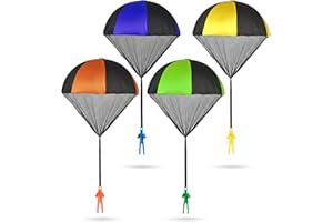 KIDDIELOOT Parachute Toys for Kids - (Pack of 4) Tangle-Free Throwing Parachute Army Figures in Bright Colors - Outdoor Flying Toys for Kids Ages 4-8, Party Favors, Birthday Gifts, Boys & Girls Ages 3+