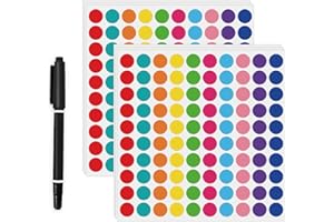 AURTHO 2000 Pcs 3/4" Garage Sale Price Stickers Sheets, 10 Color Yard Sale Price Stickers, Round Color Coding Labels, Circle Dot Sticker for Home Decorative,Office, Classroom, Papers Etc