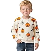 HILEELANG Toddler Halloween Sweatshirts Fall Cotton Pullover Tops with Pumpkin Bat Boo Prints for Boy Girl Sizes 18M–7Y