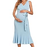 V FOR CITY Spring Summer Maternity Dress Knit Midi Pregancy Dresses 2025 Casual Nursing Clothes Sleeveless S-XL