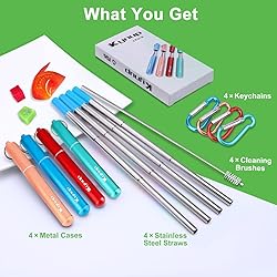 Kynup 4Packs Reusable Straws, Metal Straw with