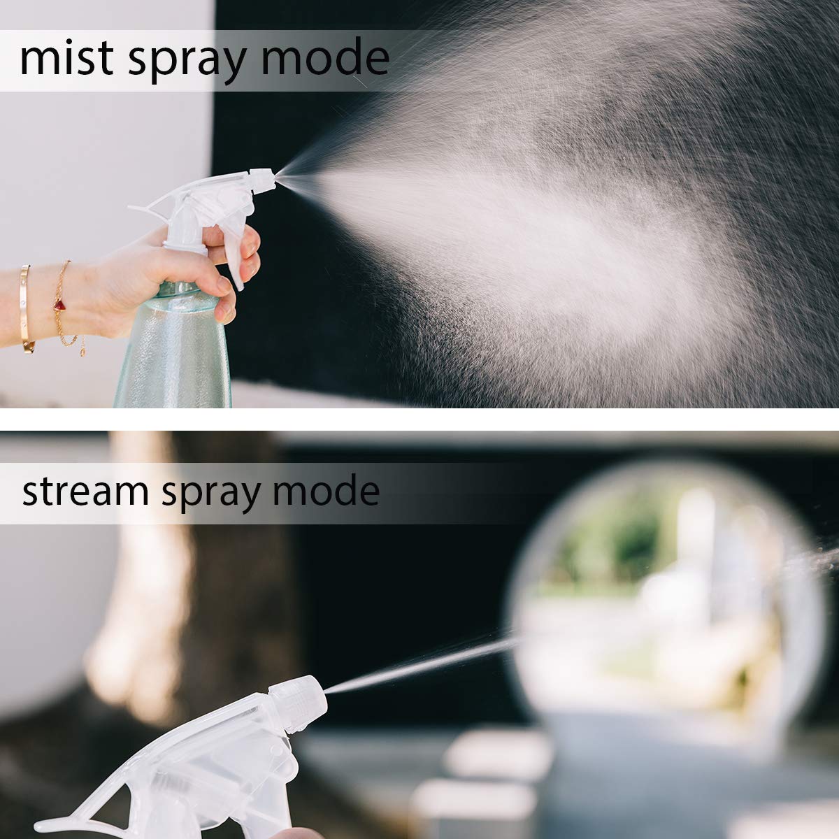 Empty Plastic Spray Bottles(3 pack)–17oz Spray Bottle, Squirt Bottle, Plastic Spray Bottles for Cleaning Solutions, Hair, Essential Oil, Plants, Refillable Sprayer with Mist and Stream Mode : Beauty